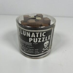 Vintage Wooden Lunatic Puzzle Brain Teaser Interlocking Cube 3D Puzzle Toy